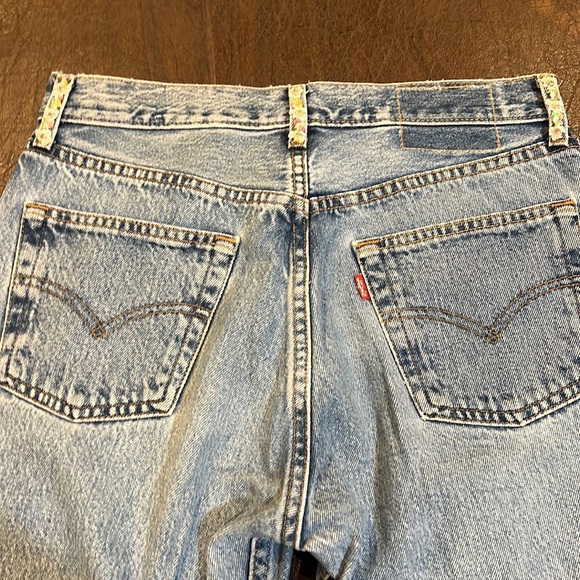 Vintage 501 Mens Levis cropped embellished with authentic swarovski crystals - Picture 6 of 12
